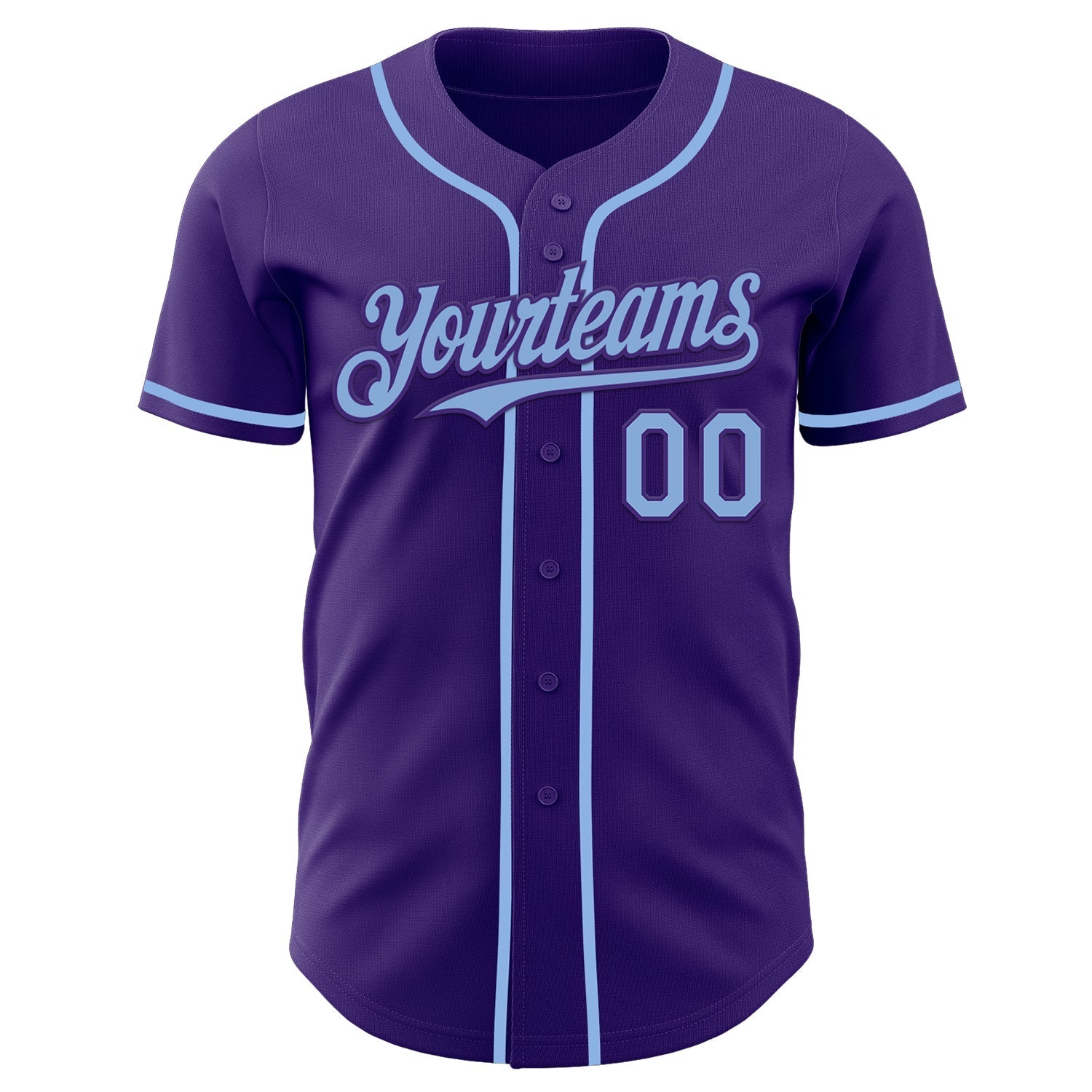 Custom Purple Light Blue Authentic Baseball Jersey baseball jersey product view 2