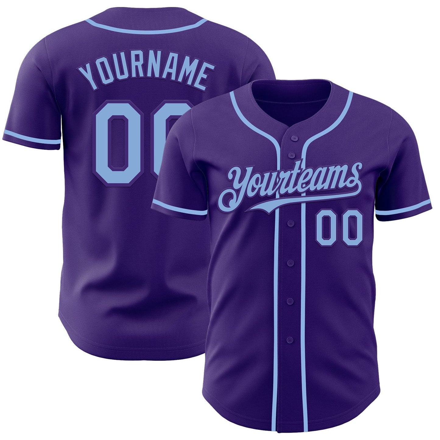 Custom Purple Light Blue Authentic Baseball Jersey baseball jersey product view 1