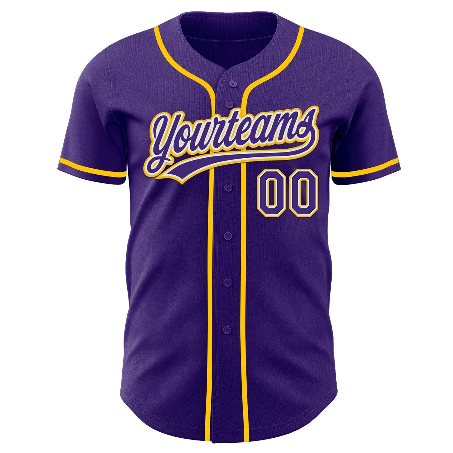 Custom Purple White-Yellow Authentic Baseball Jersey baseball jersey product view 2