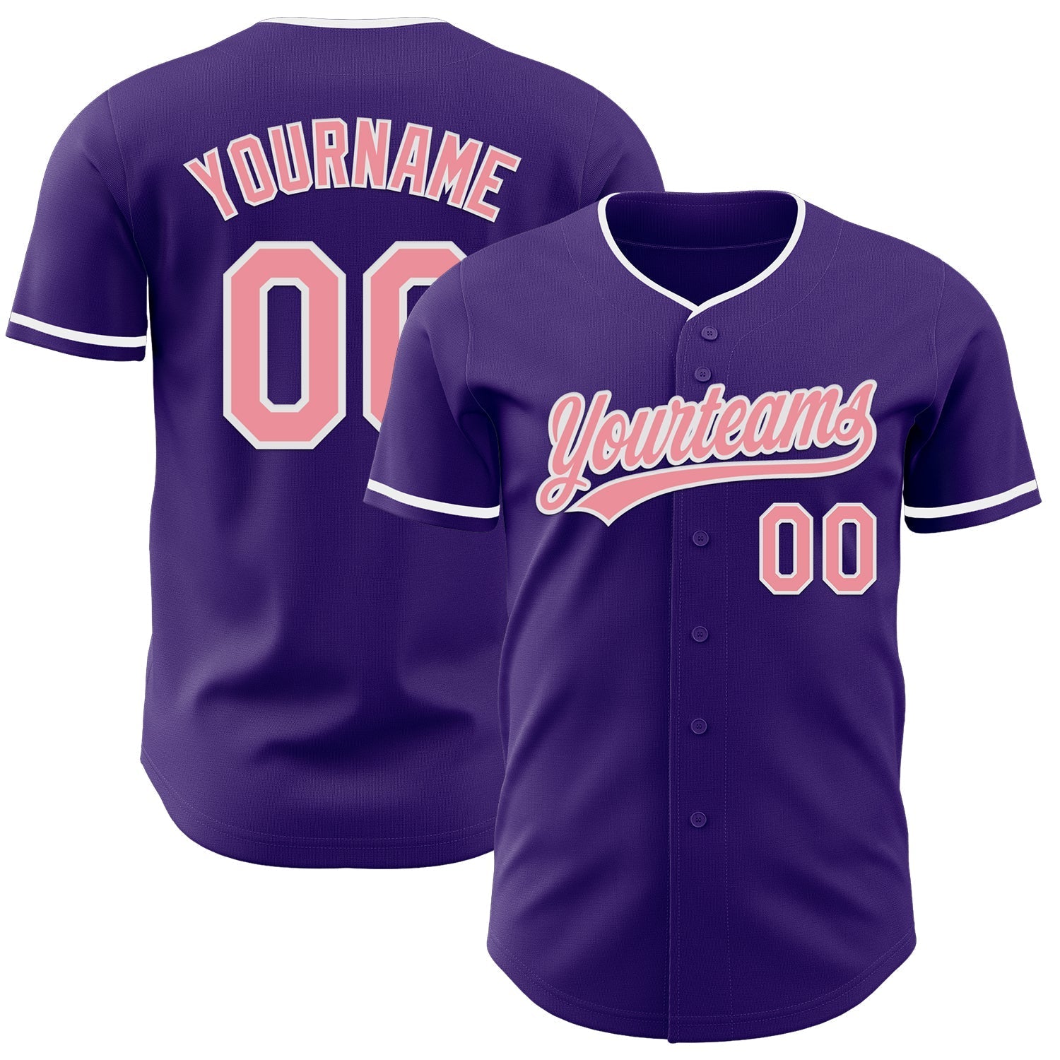 Custom Purple Medium Pink-White Authentic Baseball Jersey baseball jersey product view 1