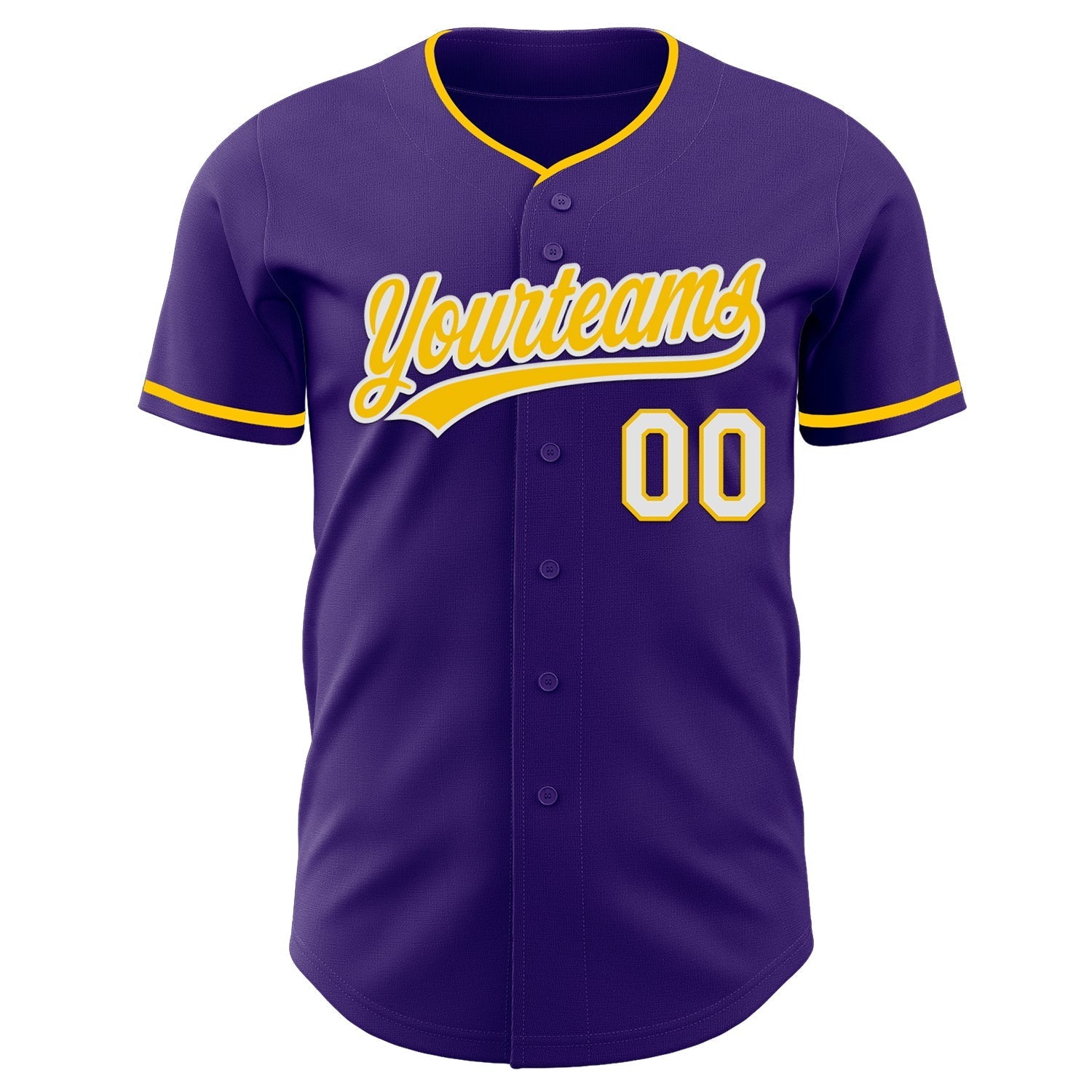 Custom Purple Yellow-White Authentic Baseball Jersey baseball jersey product view 2