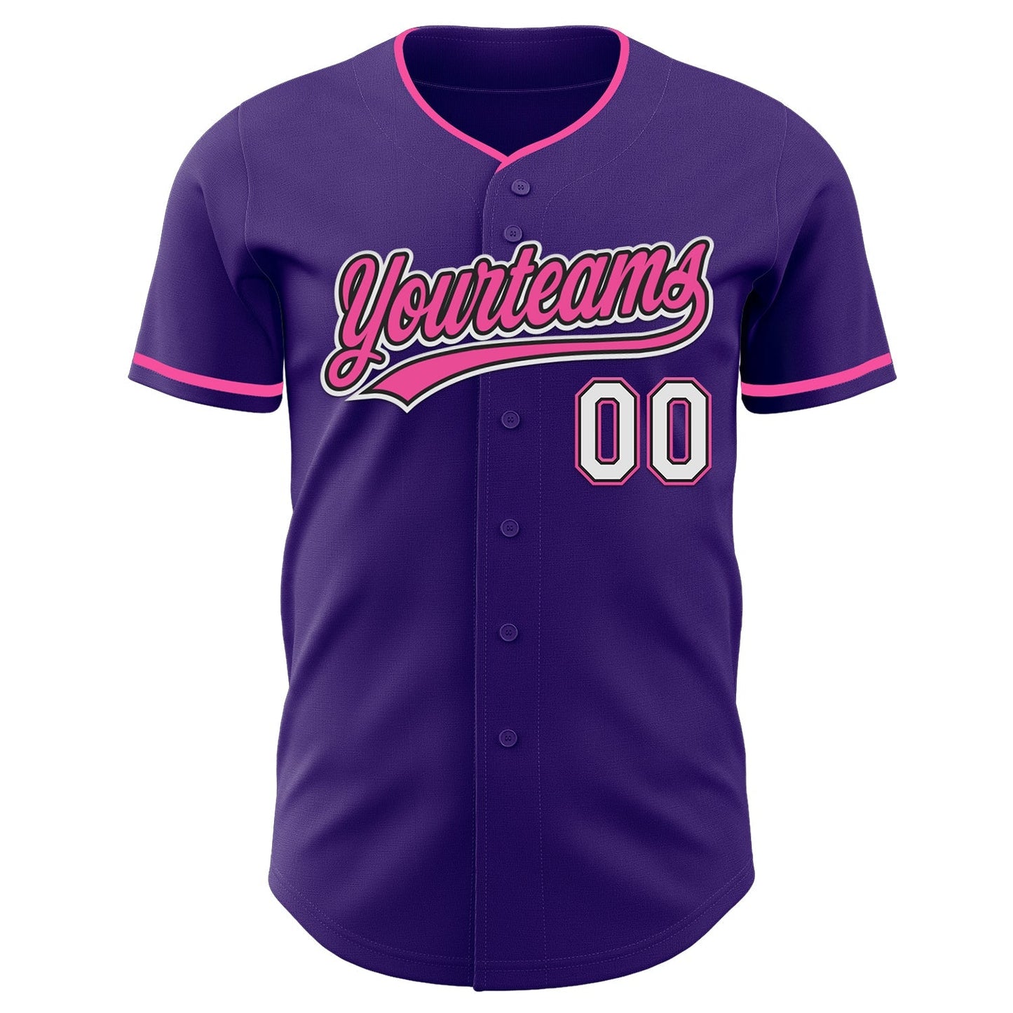 Custom Purple White Black-Pink Authentic Baseball Jersey baseball jersey product view 2