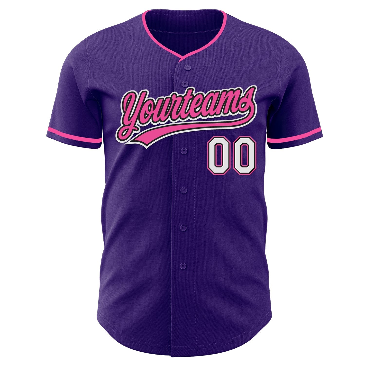 Custom Purple White Black-Pink Authentic Baseball Jersey baseball jersey product view 2