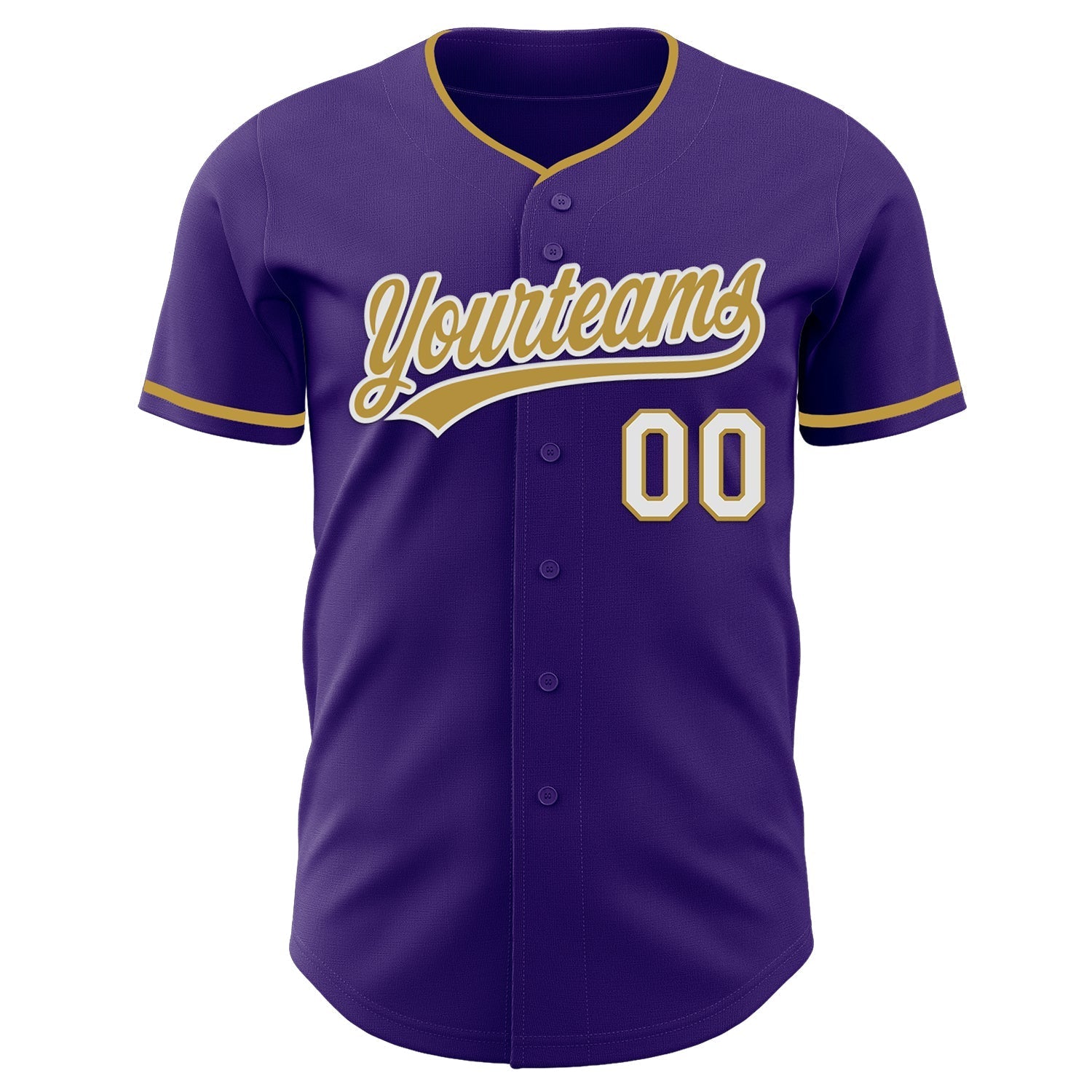 Custom Purple Old Gold-White Authentic Baseball Jersey baseball jersey product view 2