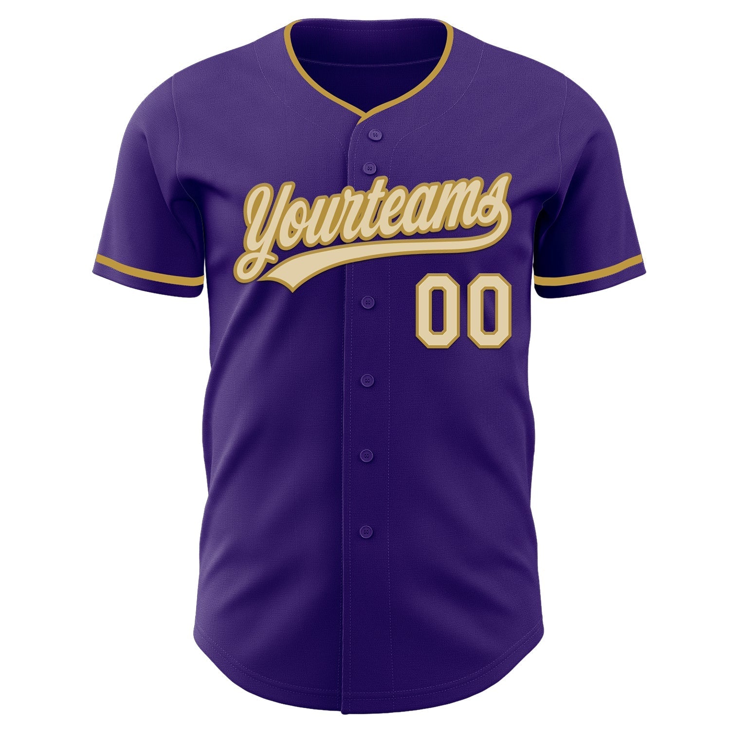Custom Purple Cream-Old Gold Authentic Baseball Jersey baseball jersey product view 2