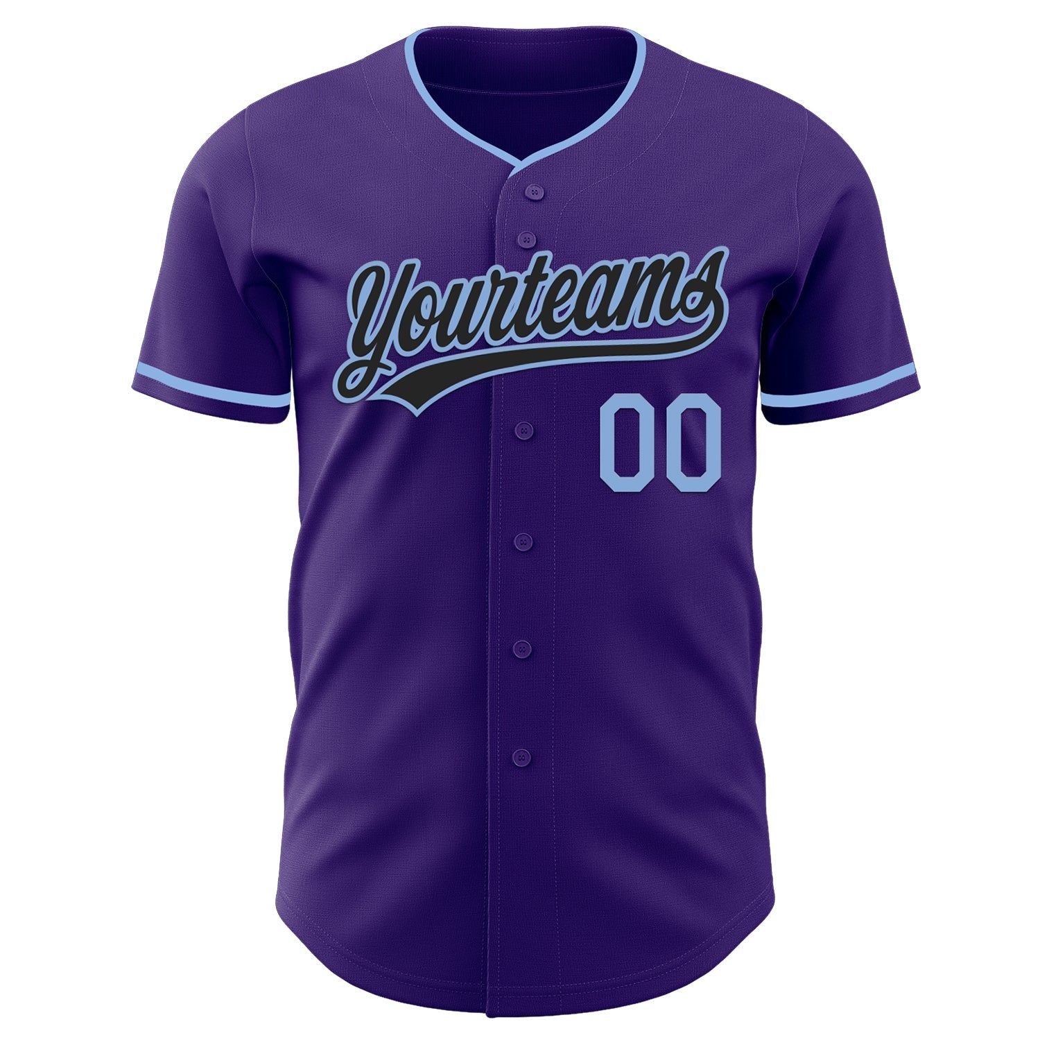 Custom Purple Black-Light Blue Authentic Baseball Jersey baseball jersey product view 2