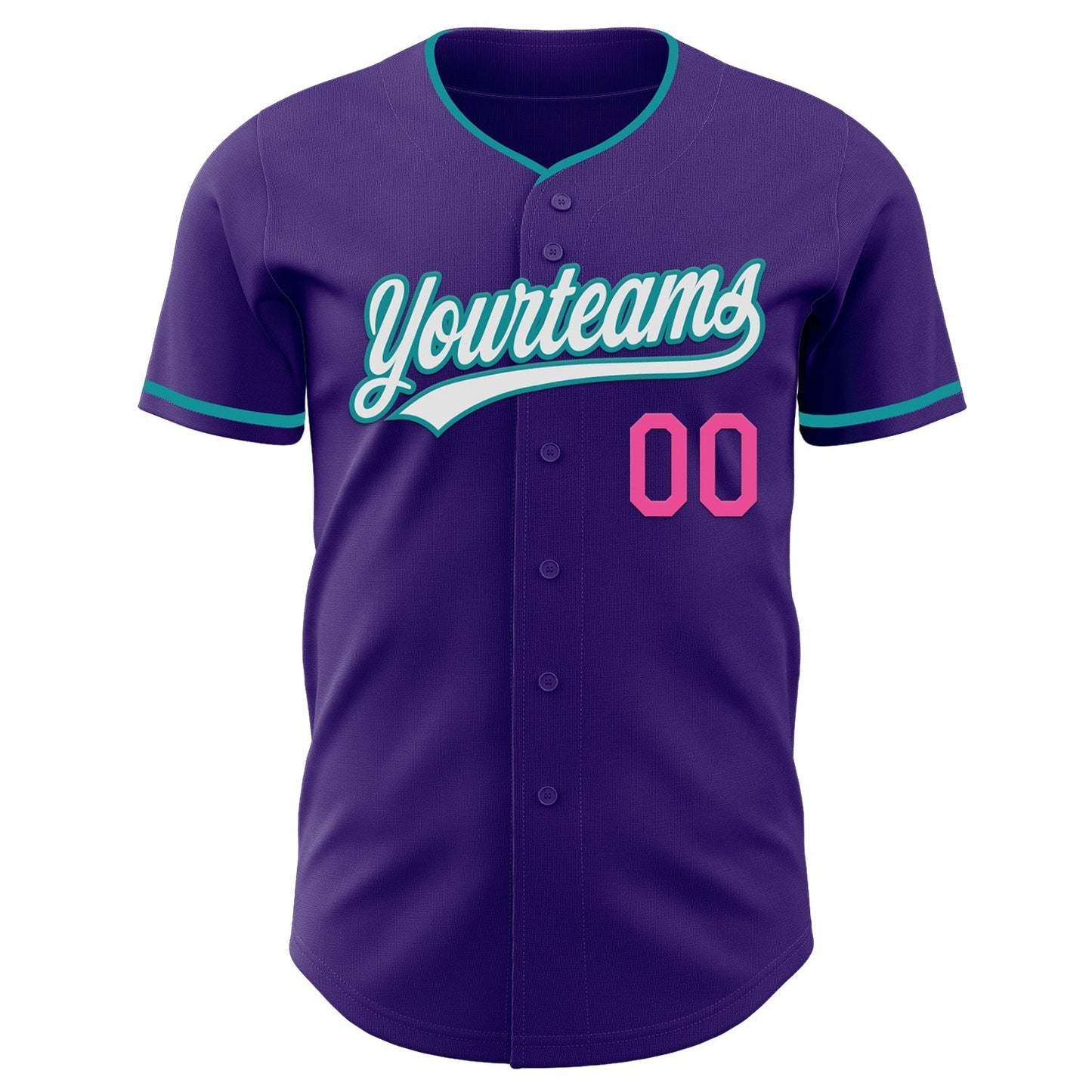 Custom Purple White Teal-Pink Authentic Baseball Jersey baseball jersey product view 2