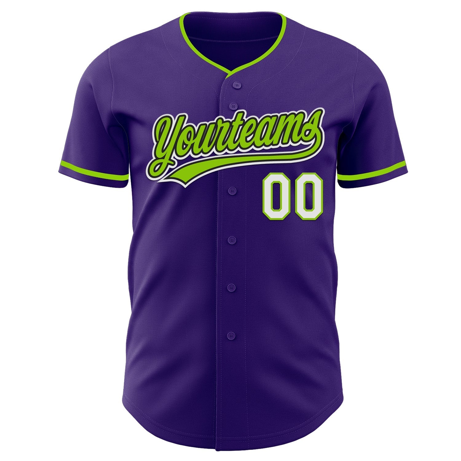 Custom Purple Neon Green Black-White Authentic Baseball Jersey baseball jersey product view 2
