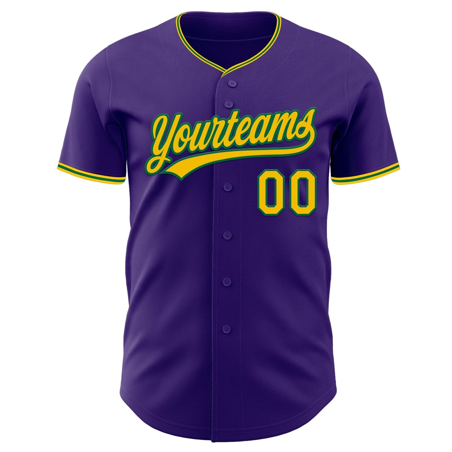 Custom Purple Yellow-Kelly Green Authentic Baseball Jersey baseball jersey product view 2