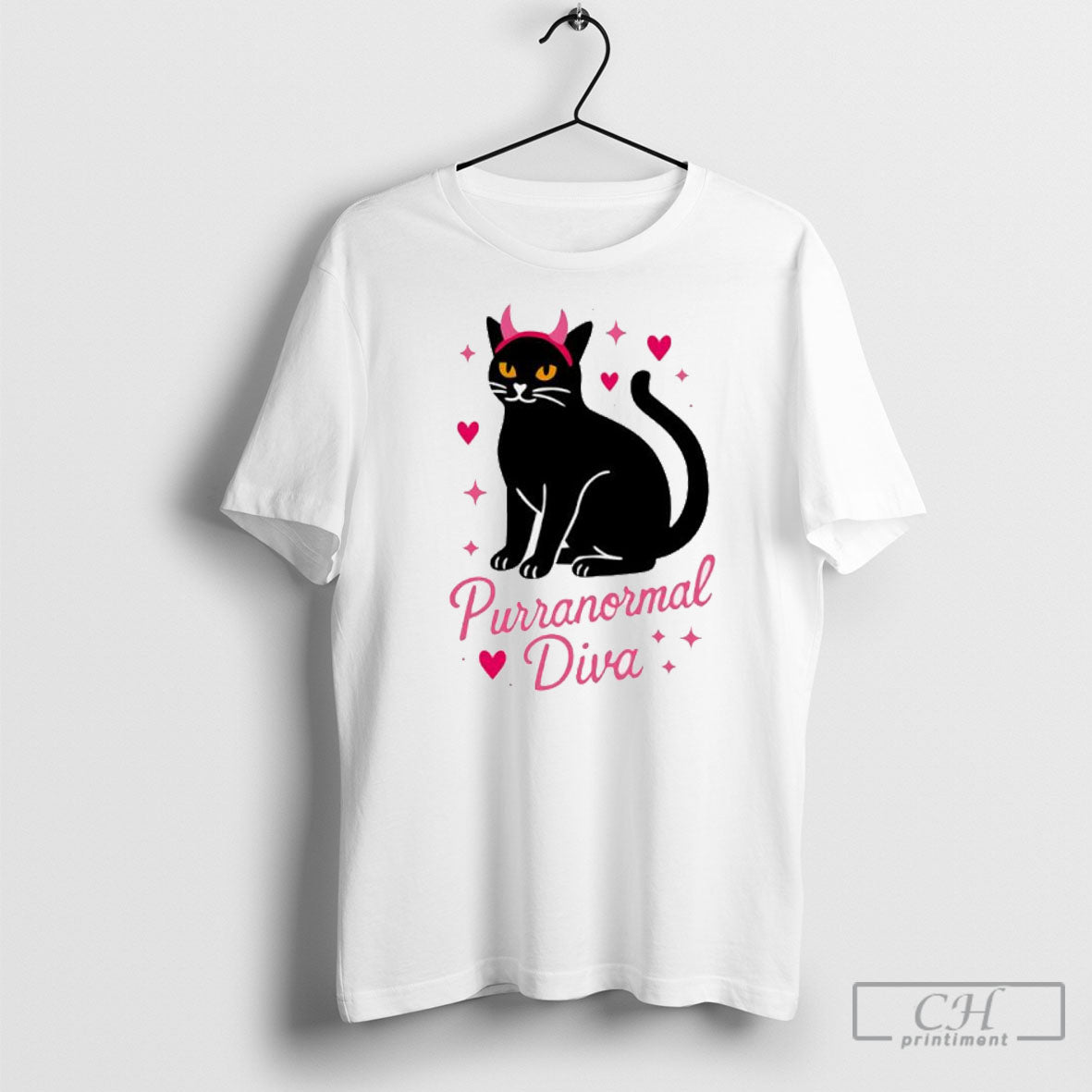 Purranormal Diva Black Cat Horns Heart Unisex T-shirt, Sweatshirt, Hoodie, Long Sleeve Tee - T-Shirt, Sweatshirt, Hoodie