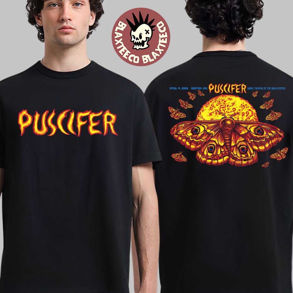 Puscifer Boston Massachusetts 2026 Venue Poster At Wang Theatre In Boch Center On April 4 2026 Butterfly Art Two Sided T-Shirt - T-Shirt, Sweatshirt, Hoodie