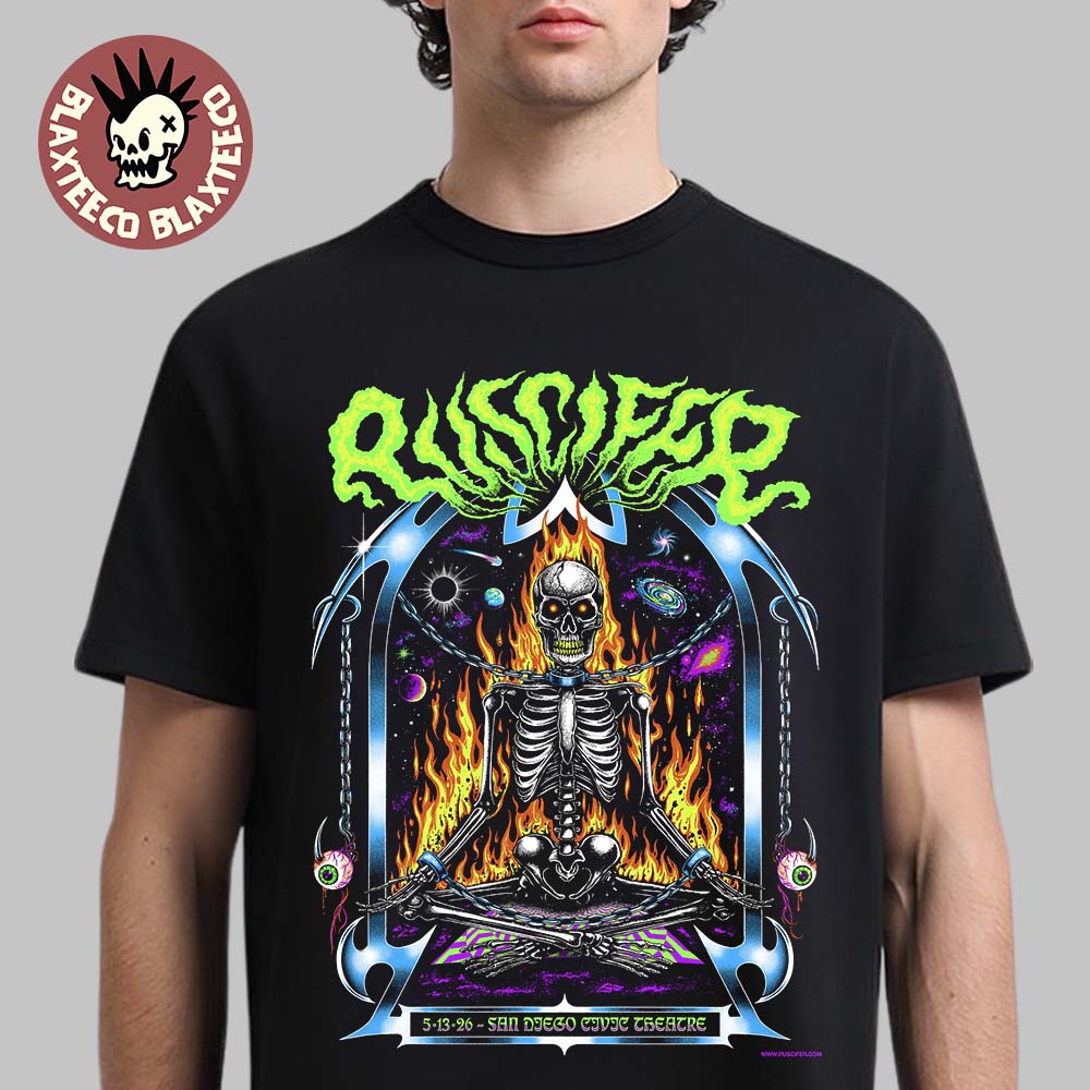 Puscifer San Diego 2026 Gig Poster At San Diego Civic Theatre On May 13 2026 Flaming Skull Art T-Shirt - T-Shirt, Sweatshirt, Hoodie