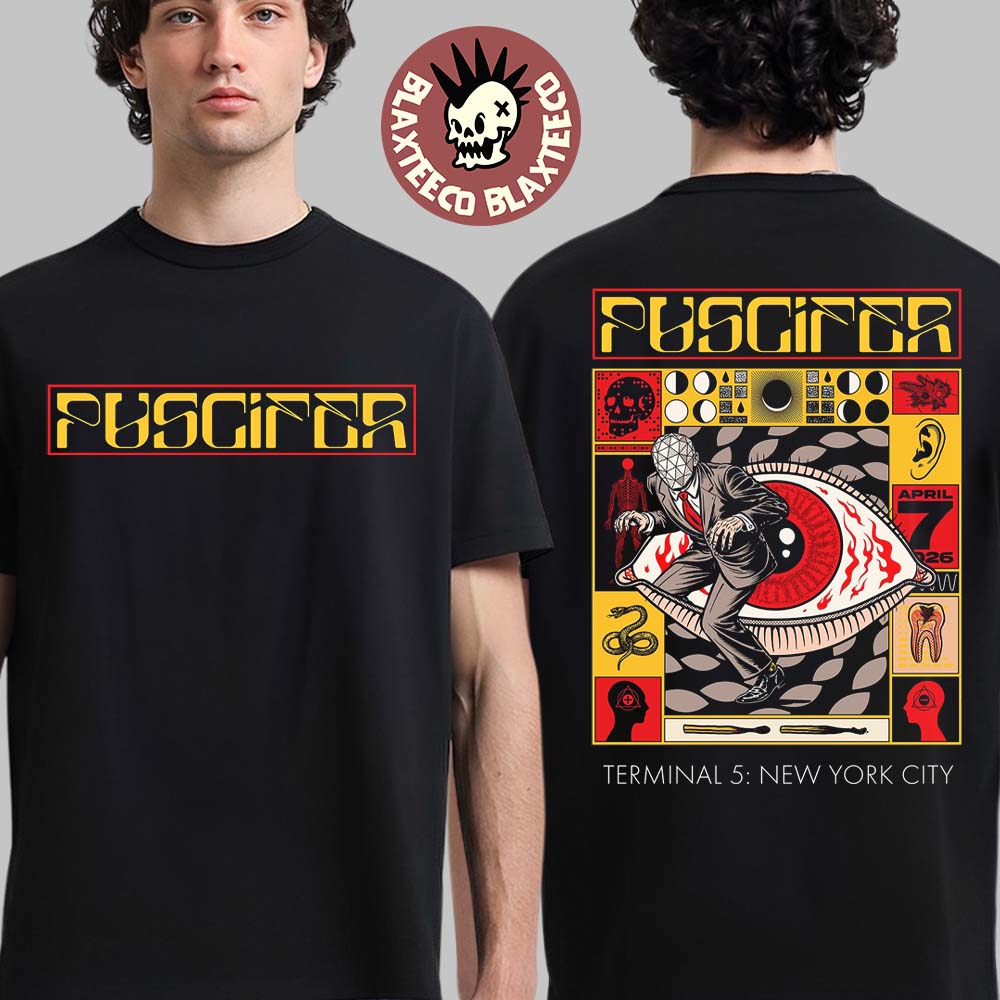 Puscifer Terminal 5 New York City 2026 Event Poster On April 7 2026 Two Sided T-Shirt Unisex T-shirt, Sweatshirt, Hoodie, Long Sleeve Tee - T-Shirt, Sweatshirt, Hoodie