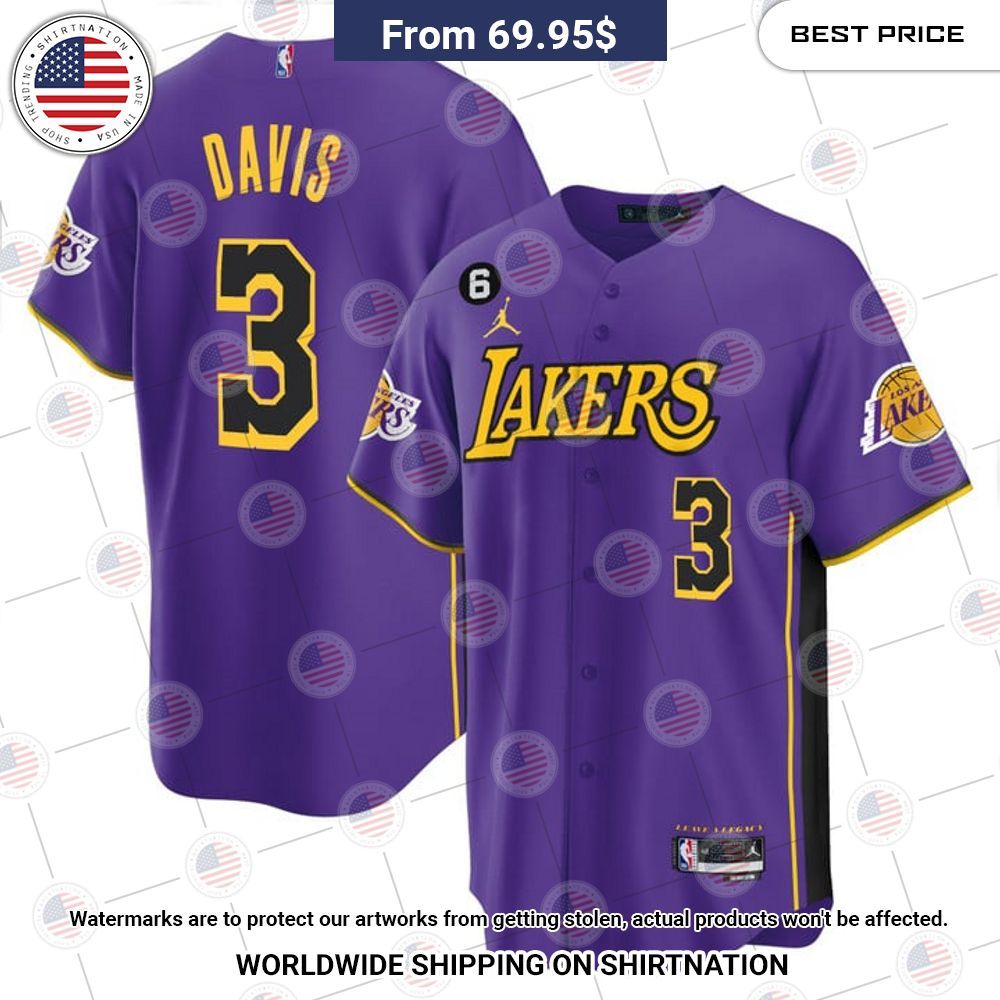 BEST Los Angeles Lakers Anthony Davis Baseball Jerseys baseball jersey product view 1
