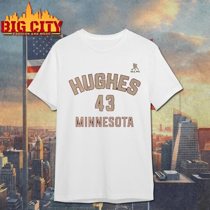 Quinn Hughes #43 Minnesota Name &amp; Number Shirt Unisex T-shirt, Sweatshirt, Hoodie, Long Sleeve Tee - T-Shirt, Sweatshirt, Hoodie
