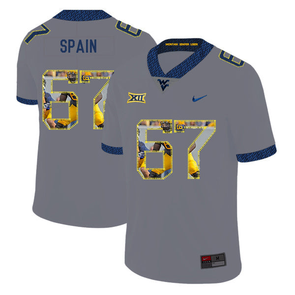 Quinton Spain 67 Gray 1 College Football Jersey football jersey product view 1