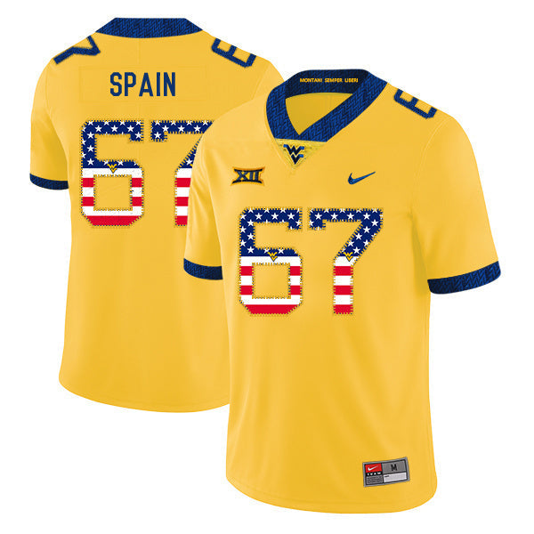 Quinton Spain 67 Yellow .1jpg College Football Jersey football jersey product view 1