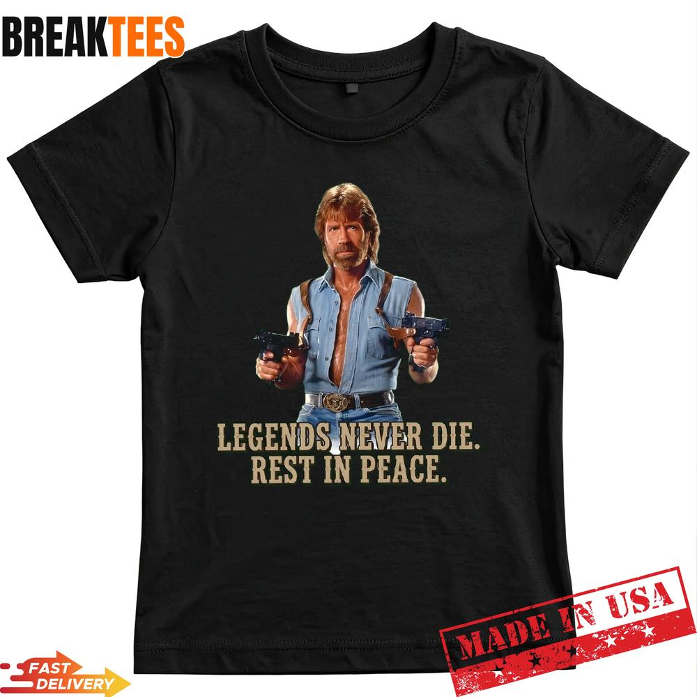 RIP Chuck Norris 1940-2026 Legends Never Die Tribute T-Shirt Unisex T-shirt, Sweatshirt, Hoodie, Long Sleeve Tee - T-Shirt, Sweatshirt, Hoodie