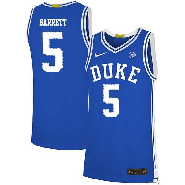RJ Barrett 5 Blue College Football Jersey football jersey product view 1