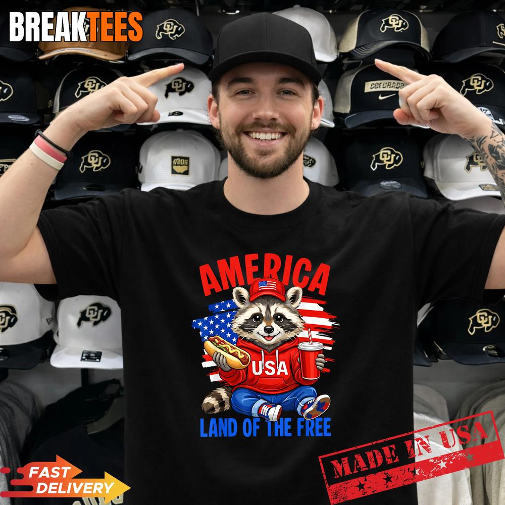 Raccoon USA Flag 4th of July Patriotic Independence Day Shirt Unisex T-shirt, Sweatshirt, Hoodie, Long Sleeve Tee - T-Shirt, Sweatshirt, Hoodie