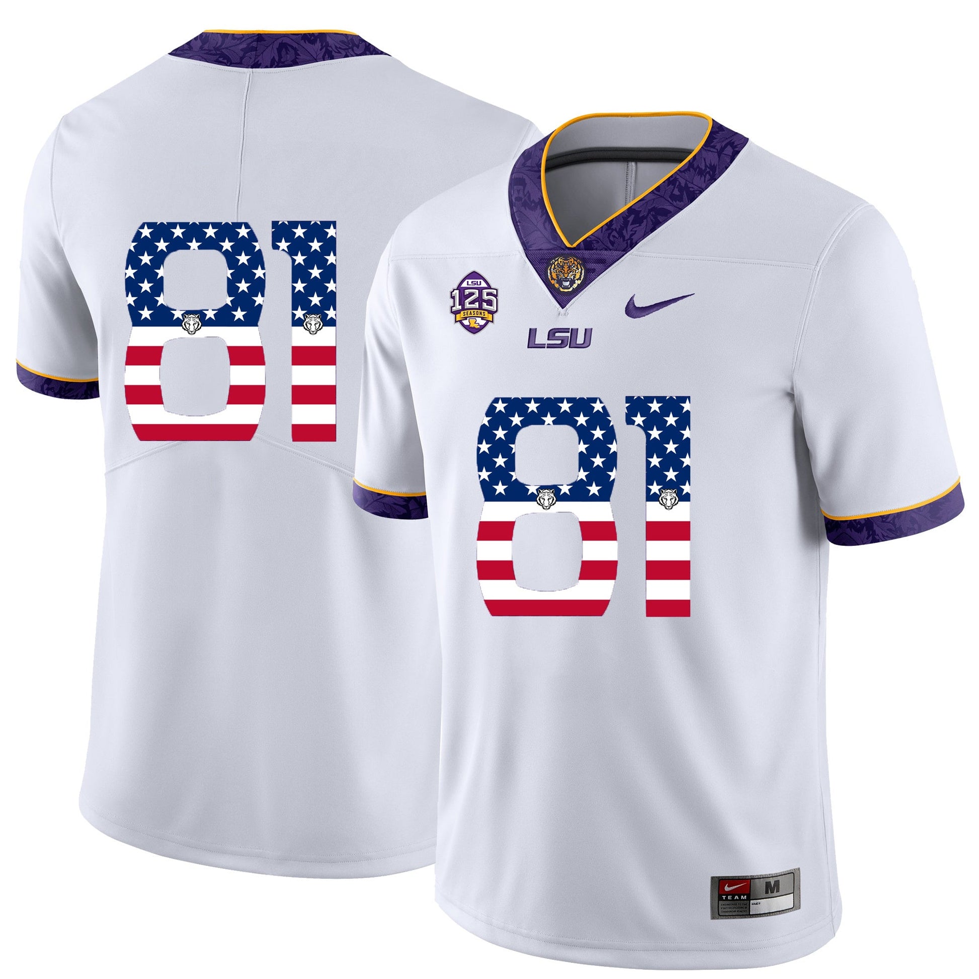 Racey Mcmath 81 Pattern White .1jpg College Football Jersey football jersey product view 1