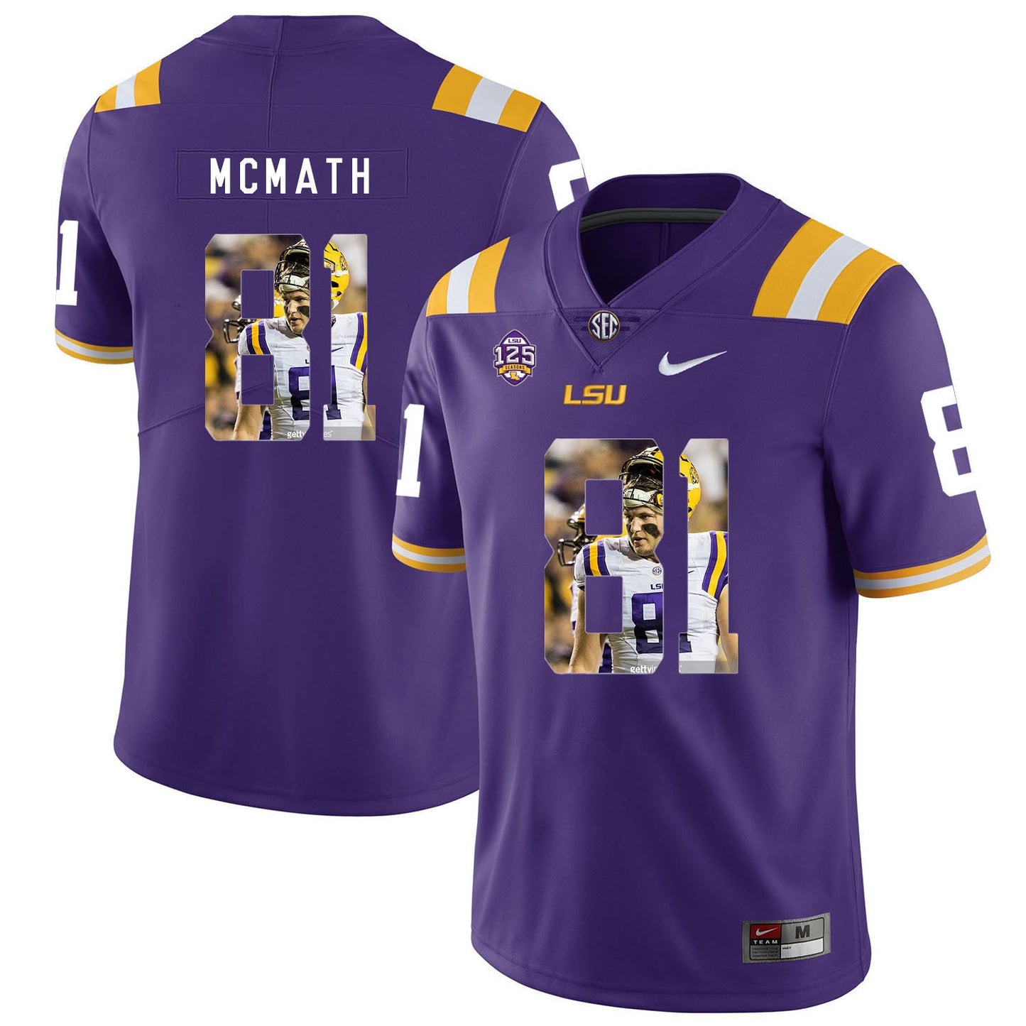 Racey Mcmath 81 Purple .1jpg College Football Jersey football jersey product view 1