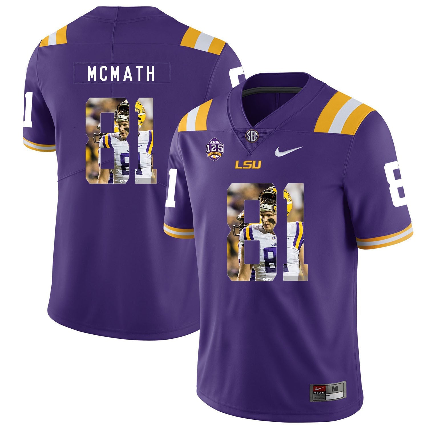 Racey Mcmath 81 Purple .1jpg College Football Jersey football jersey product view 1