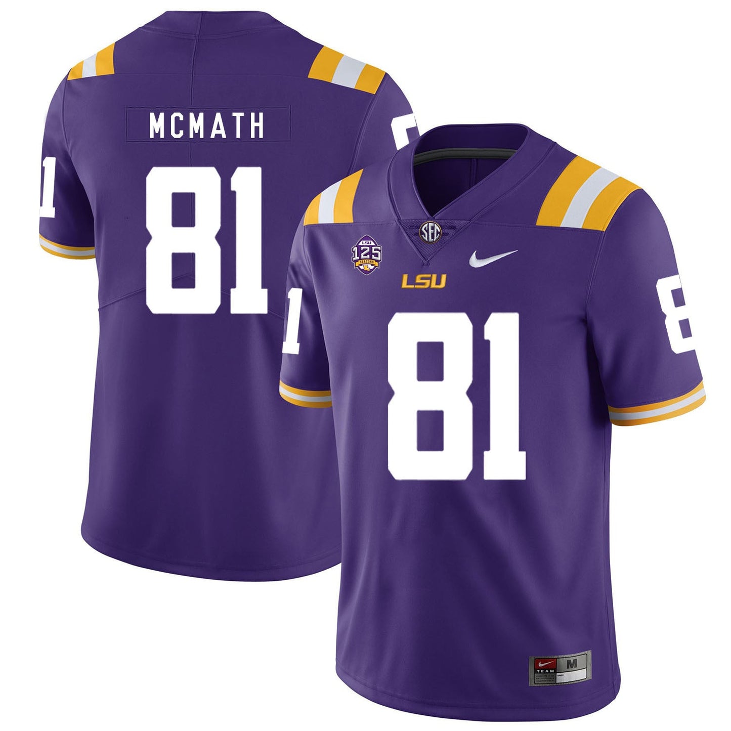 Racey Mcmath 81 Purple .2jpg College Football Jersey football jersey product view 1