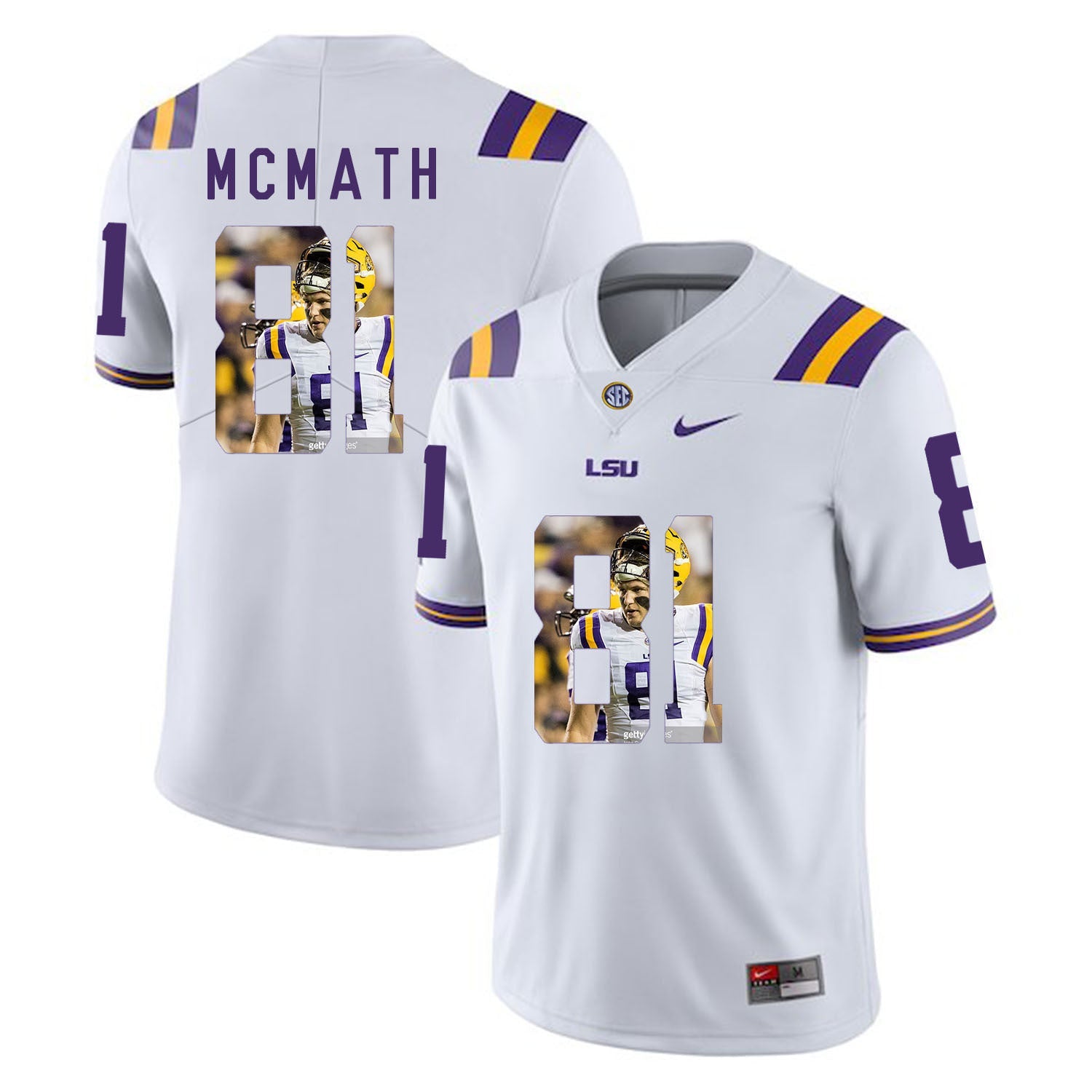 Racey Mcmath 81 White .1jpg College Football Jersey football jersey product view 1
