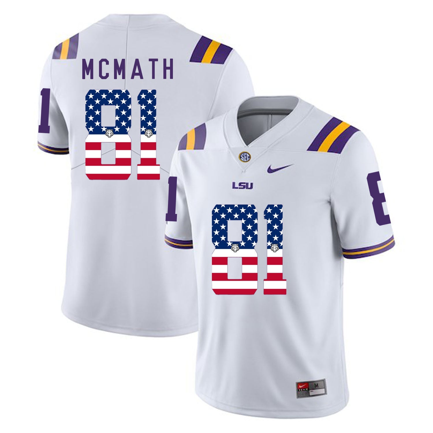 Racey Mcmath 81 White College Football Jersey football jersey product view 1