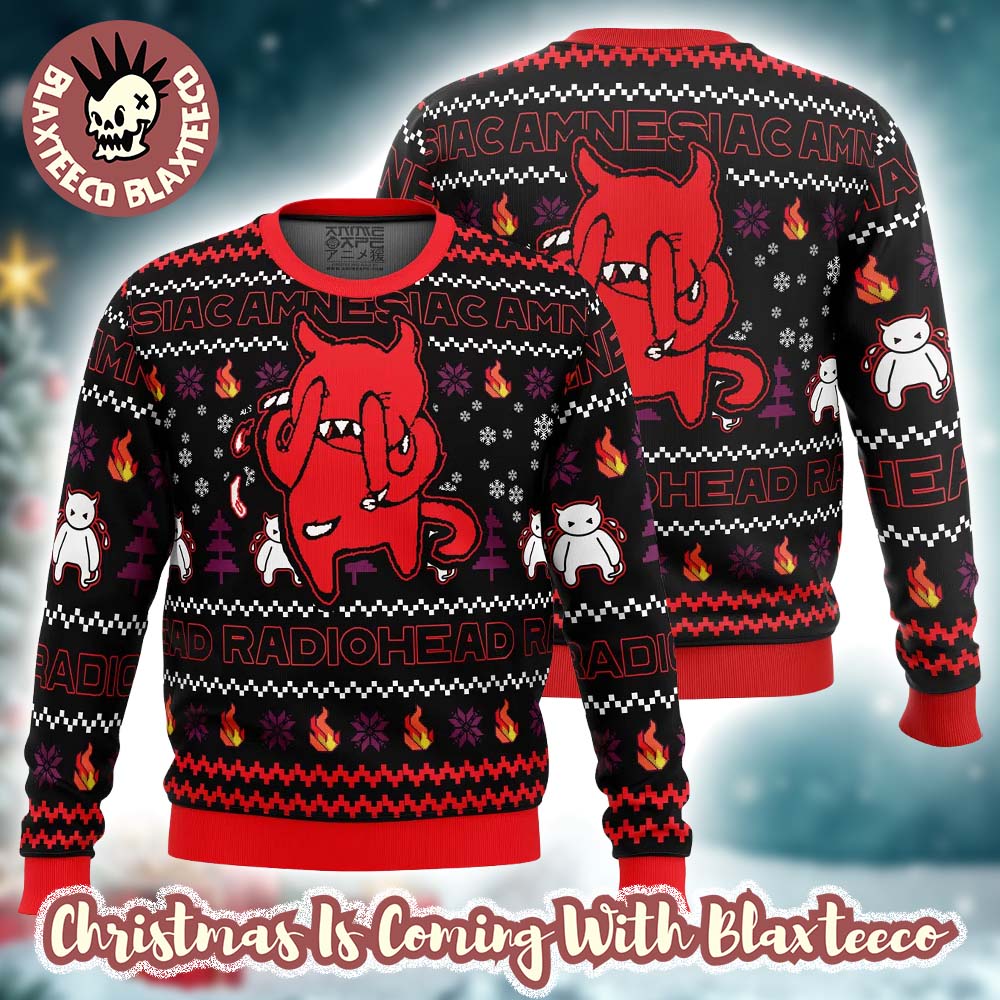 Radiohead Amnesiac Weeping Devil Holiday Knitted Ugly Christmas Sweater Unisex T-shirt, Sweatshirt, Hoodie, Long Sleeve Tee - T-Shirt, Sweatshirt, Hoodie