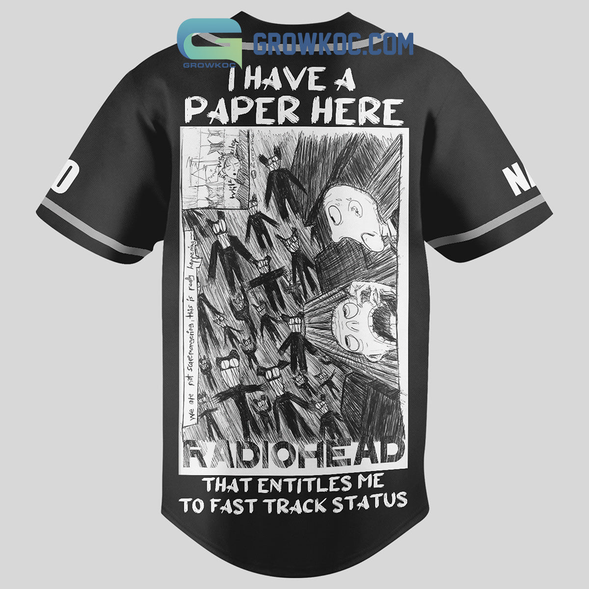 Radiohead Fast Track Status Personalized Baseball Jersey baseball jersey product view 2