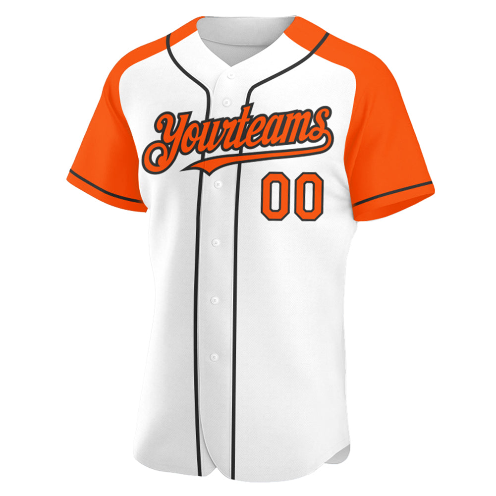 Custom White Orange-Black Authentic Raglan Sleeves Baseball Jersey baseball jersey product view 2