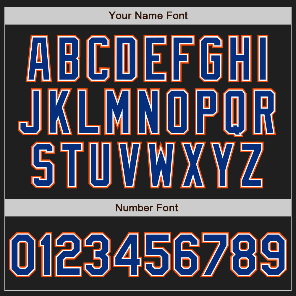 Custom Black Royal-Orange Authentic Raglan Sleeves Baseball Jersey baseball jersey product view 5