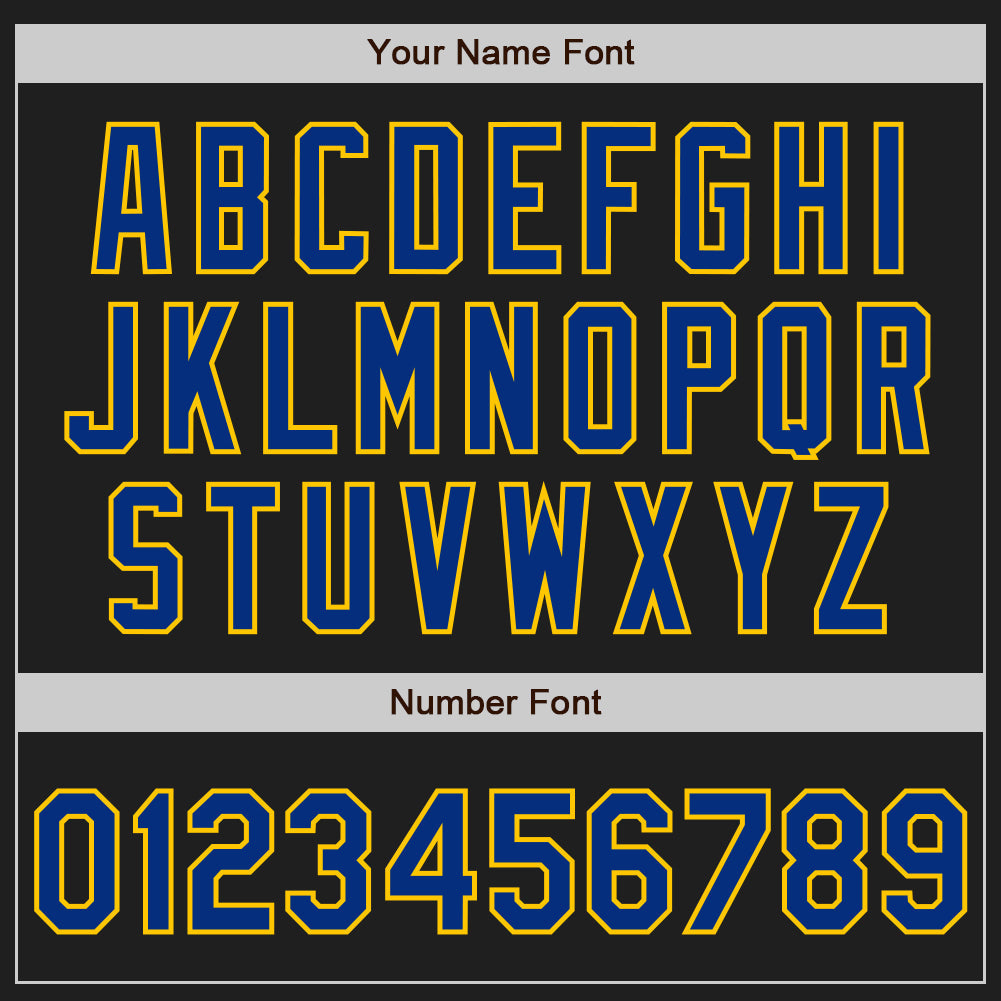 Custom Black Royal-Yellow Authentic Raglan Sleeves Baseball Jersey baseball jersey product view 5