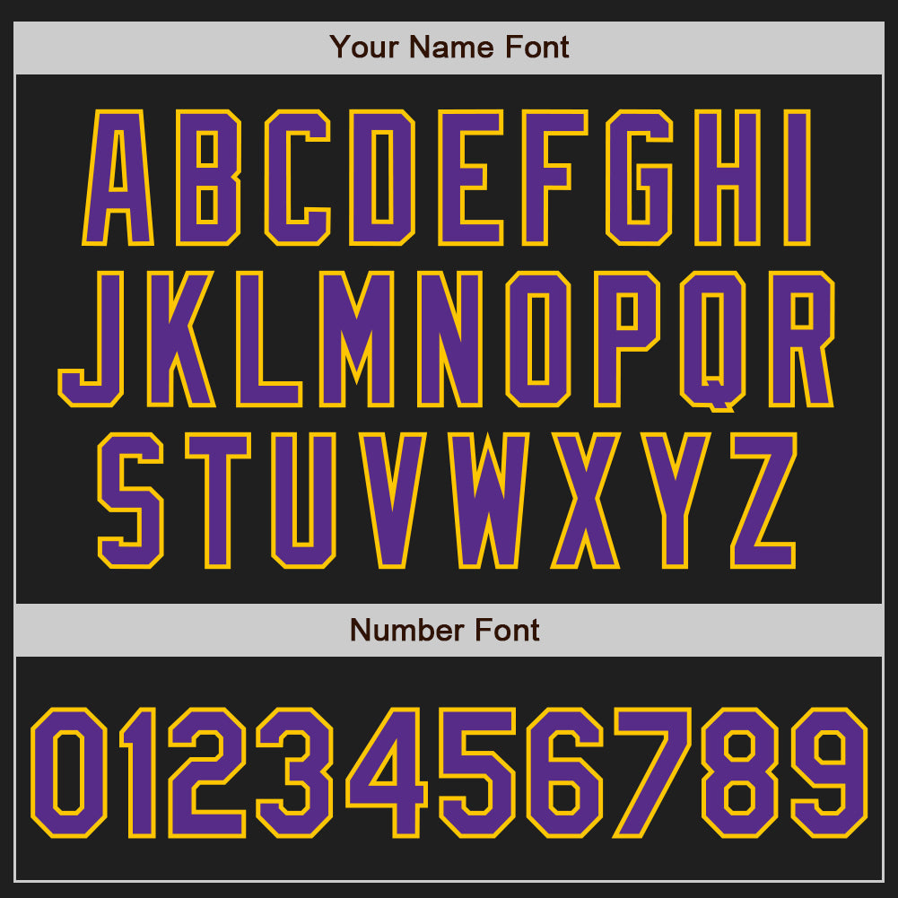 Custom Black Purple-Yellow Authentic Raglan Sleeves Baseball Jersey baseball jersey product view 5