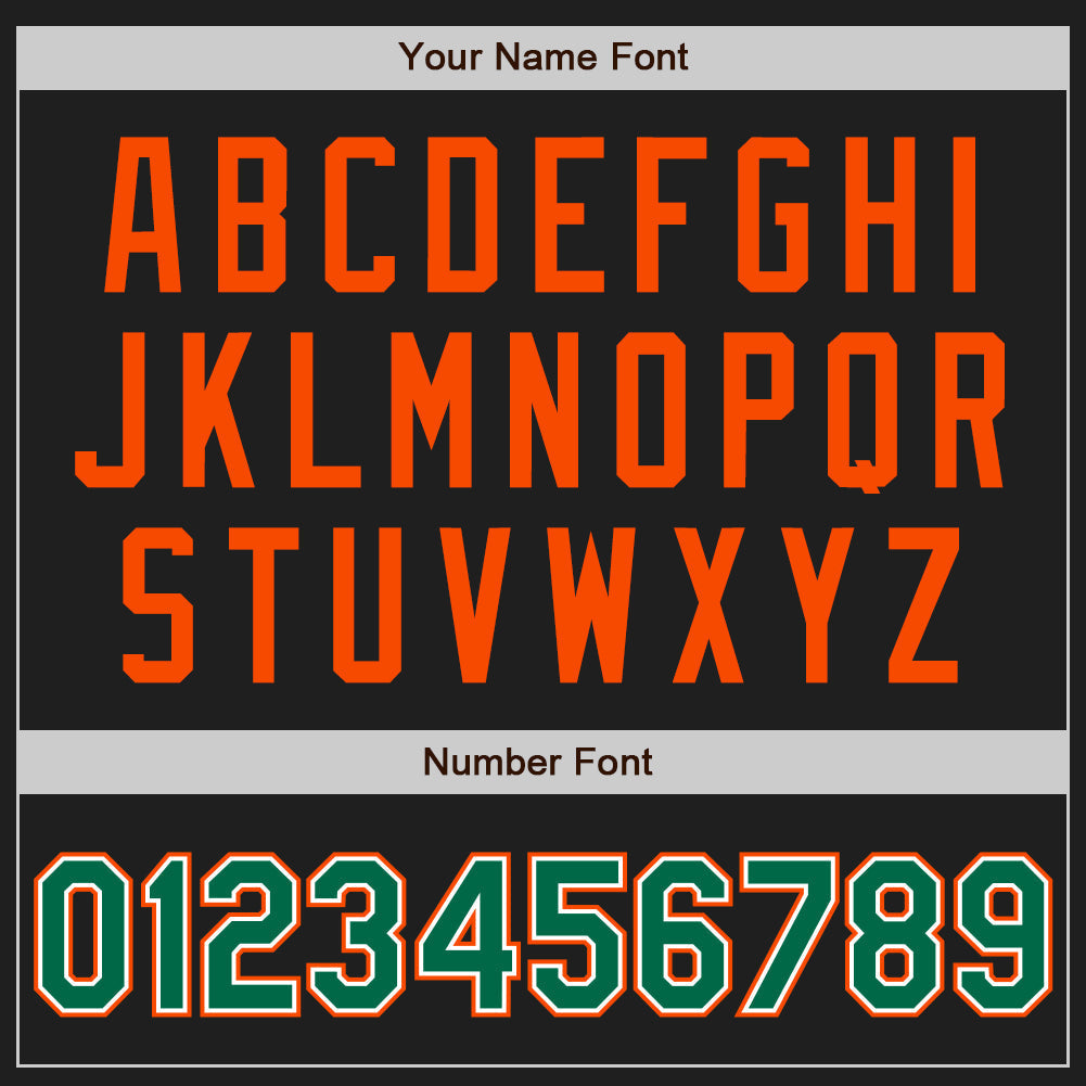 Custom Black Kelly Green-Orange Authentic Raglan Sleeves Baseball Jersey baseball jersey product view 5