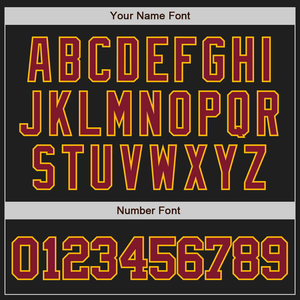 Custom Black Crimson-Gold Authentic Raglan Sleeves Baseball Jersey baseball jersey product view 5