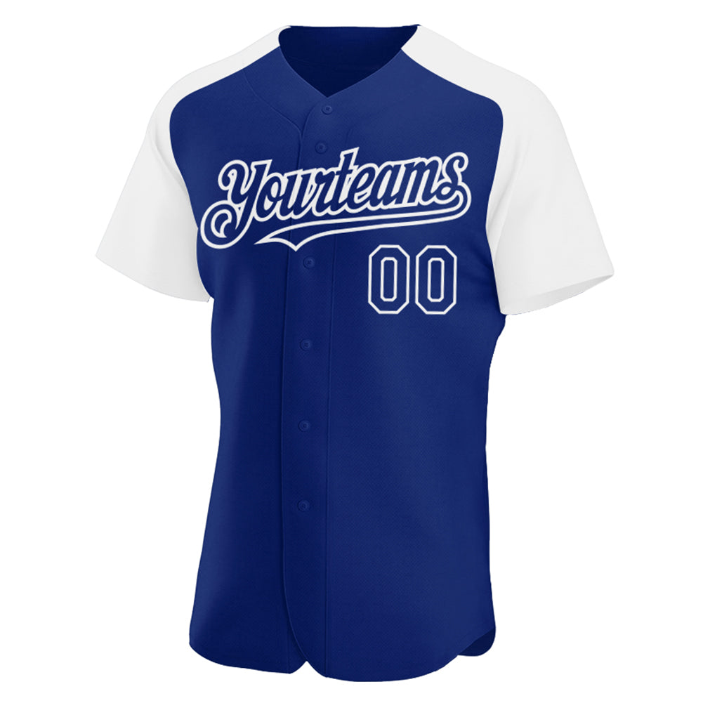 Custom Royal White Authentic Raglan Sleeves Baseball Jersey baseball jersey product view 2