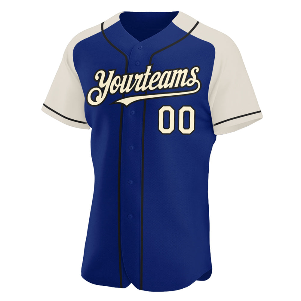 Custom Royal Cream-Black Authentic Raglan Sleeves Baseball Jersey baseball jersey product view 2