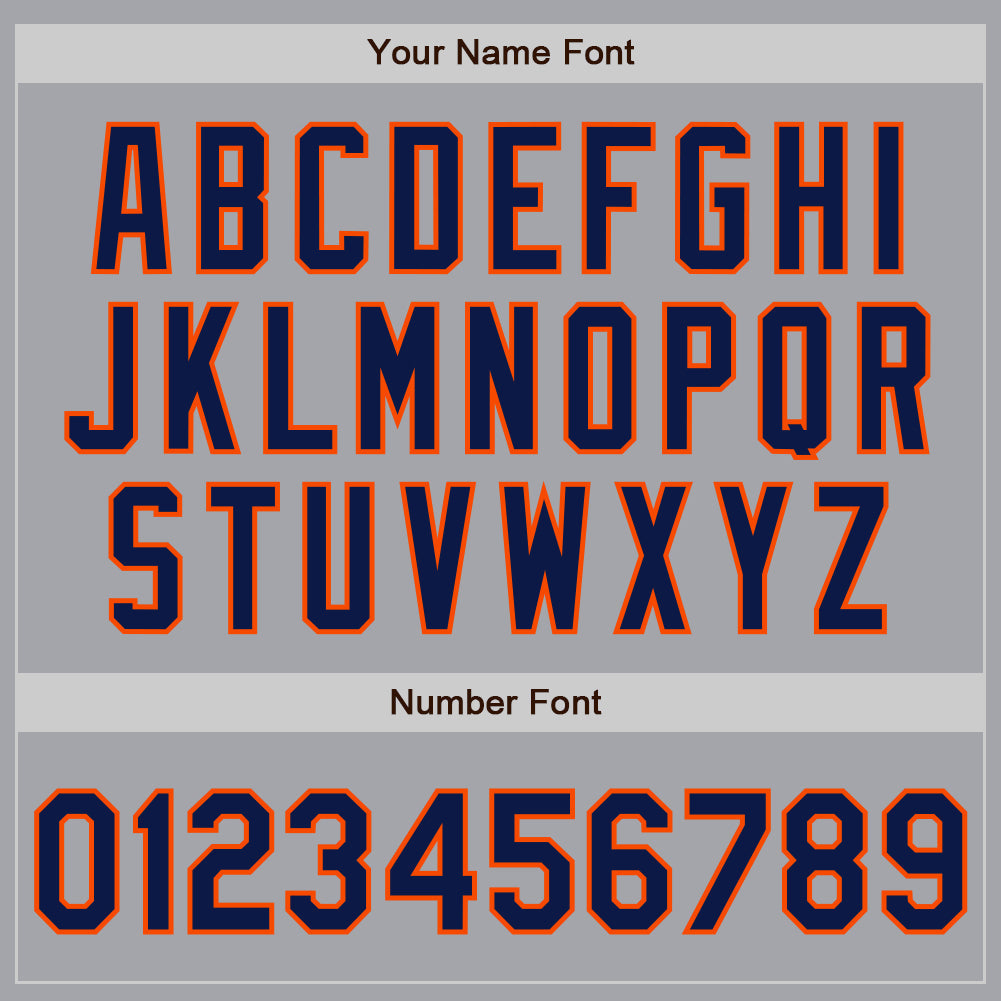 Custom Gray Navy-Orange Authentic Raglan Sleeves Baseball Jersey baseball jersey product view 5