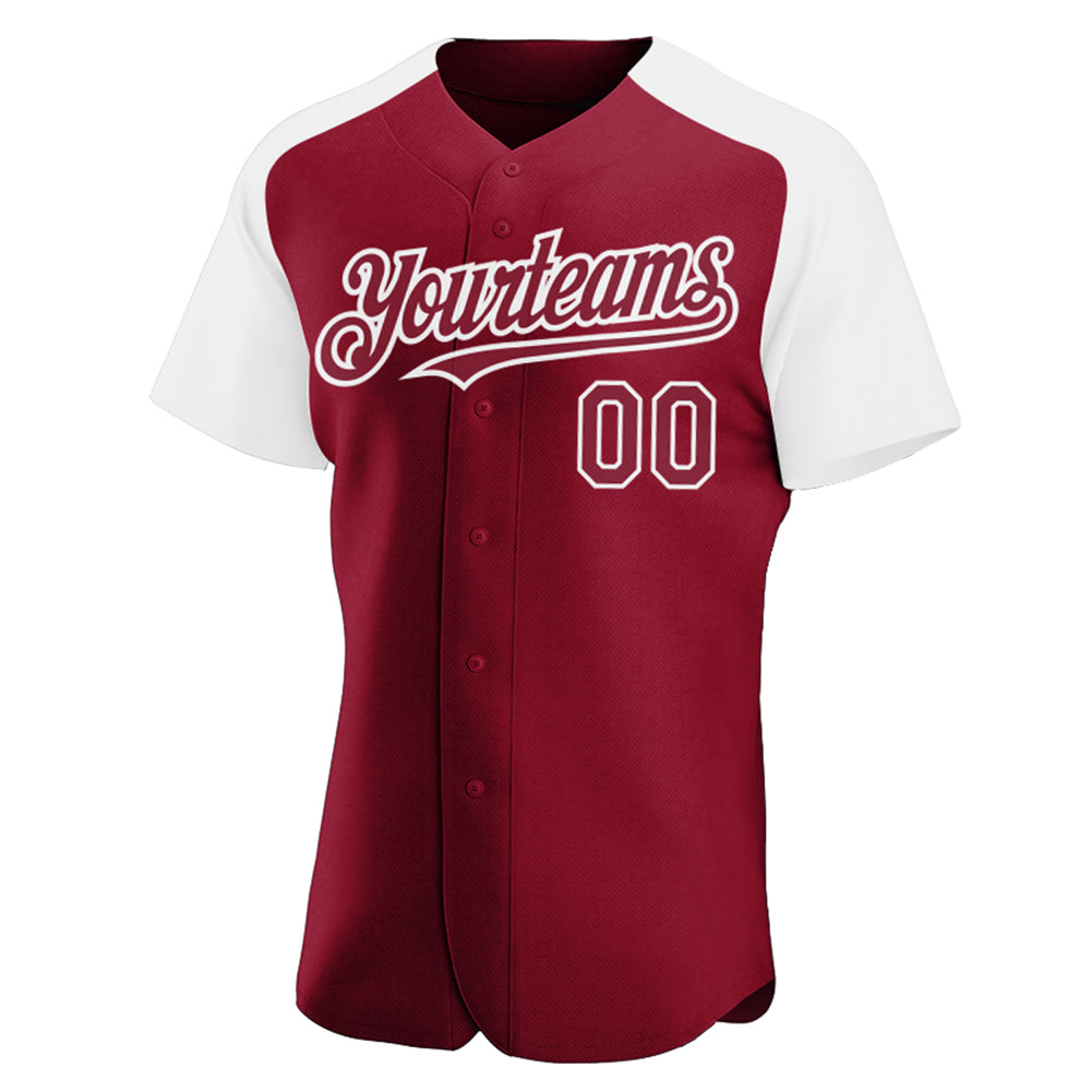 Custom Crimson White Authentic Raglan Sleeves Baseball Jersey baseball jersey product view 2