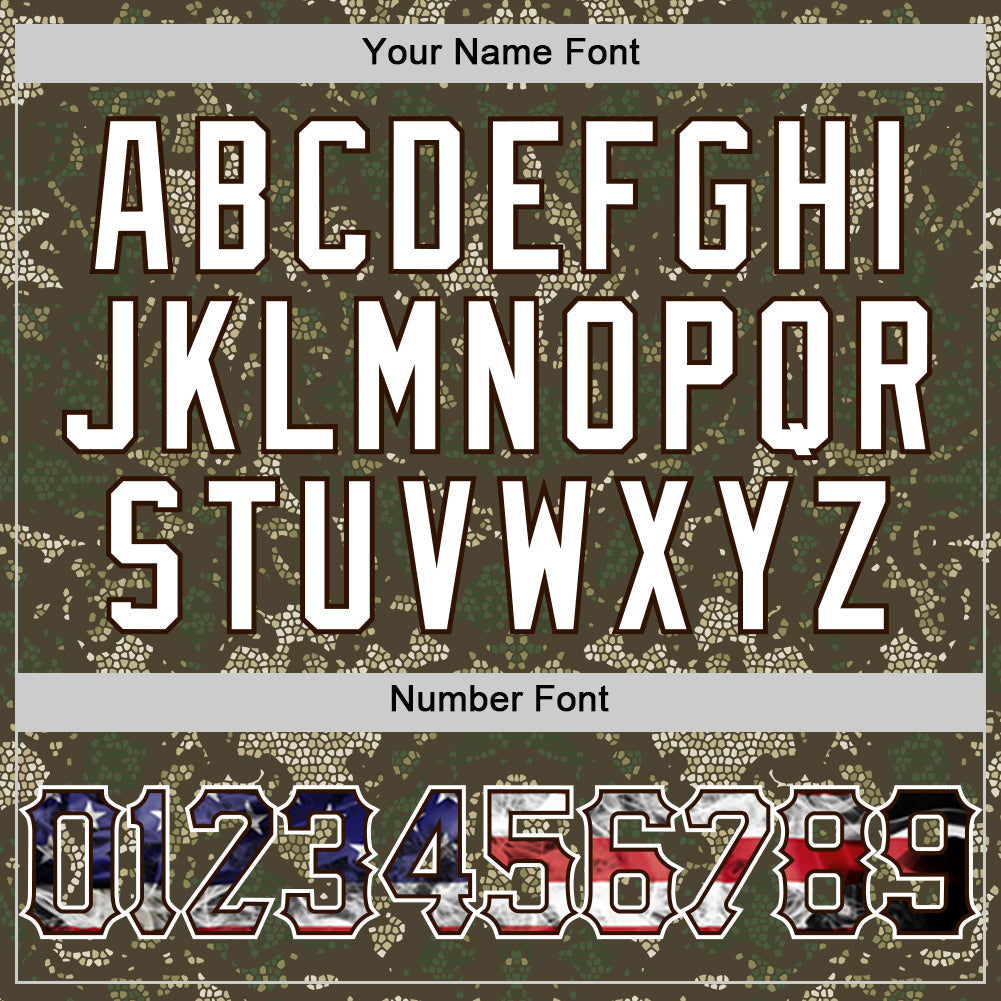Custom Camo USA Flag Red Blue Brown-White Patriotic Mosaic Camouflage Stars & Stripes Raglan Sleeves Authentic Baseball Jersey baseball jersey product view 5