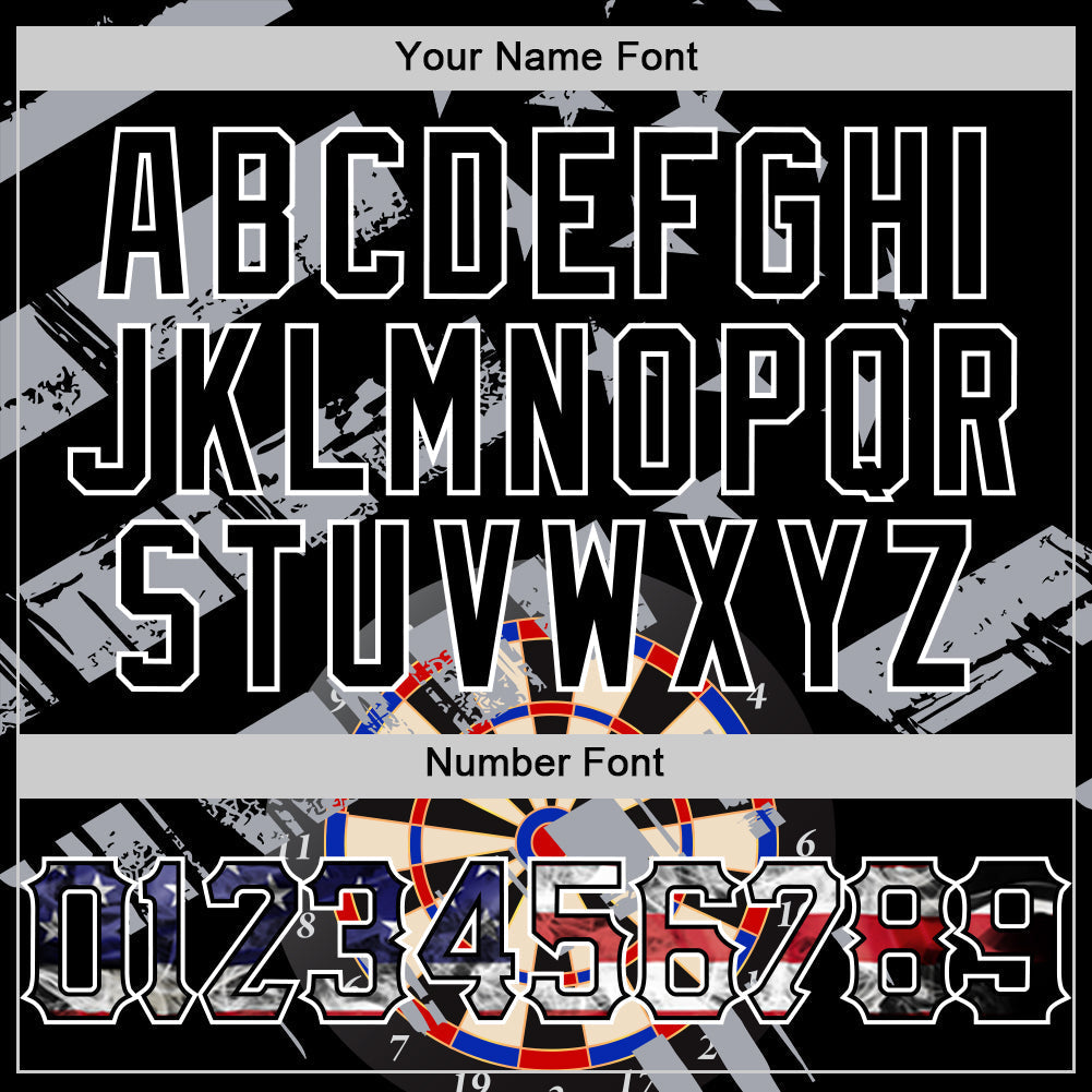 Custom Black USA Flag-White Darts Patriotic Mosaic Camo Raglan Sleeves Authentic Baseball Jersey baseball jersey product view 5