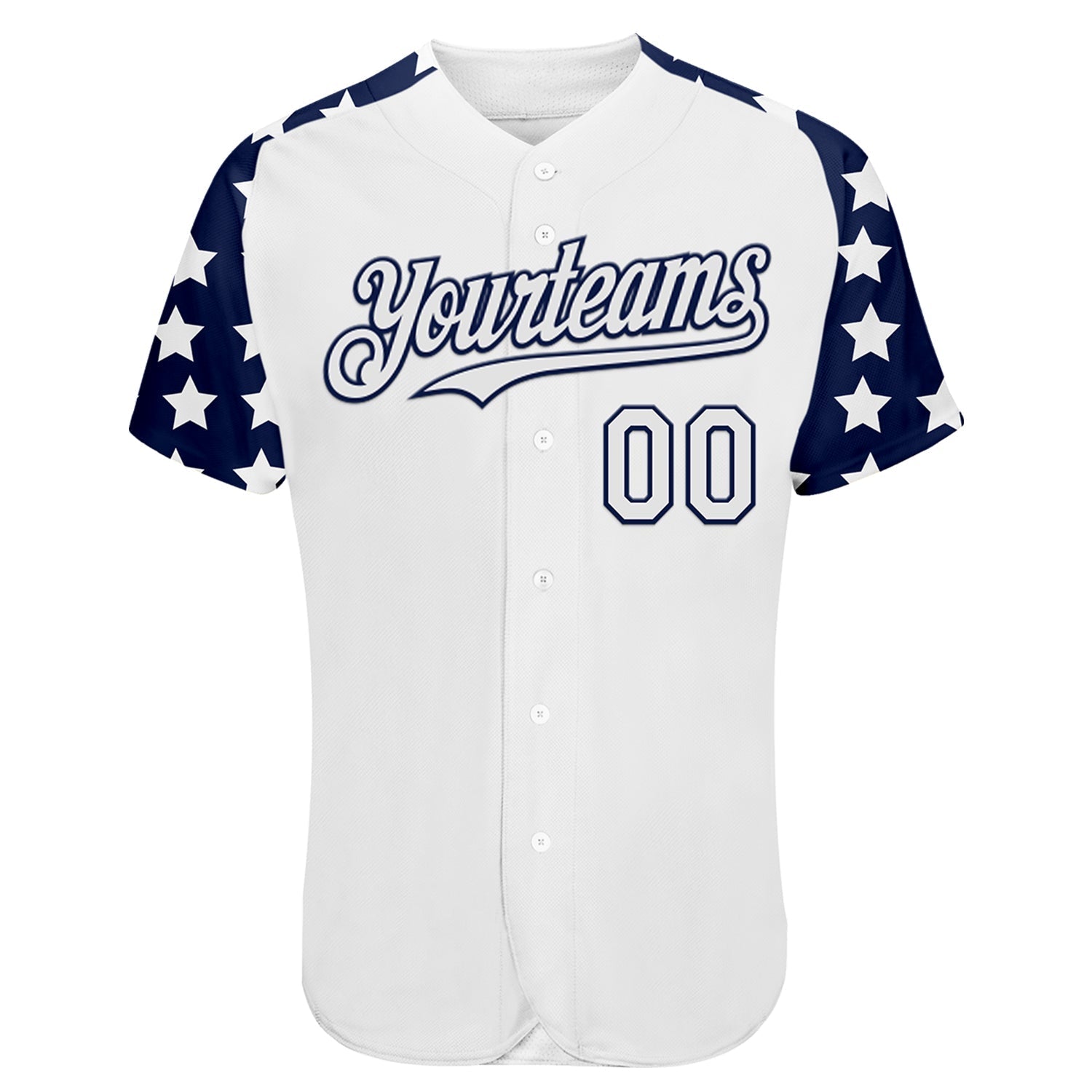 Custom White Navy Star Raglan Sleeves Authentic Baseball Jersey baseball jersey product view 2