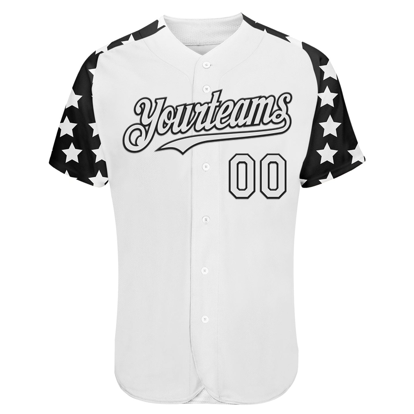 Custom White Black Star Raglan Sleeves Authentic Baseball Jersey baseball jersey product view 2