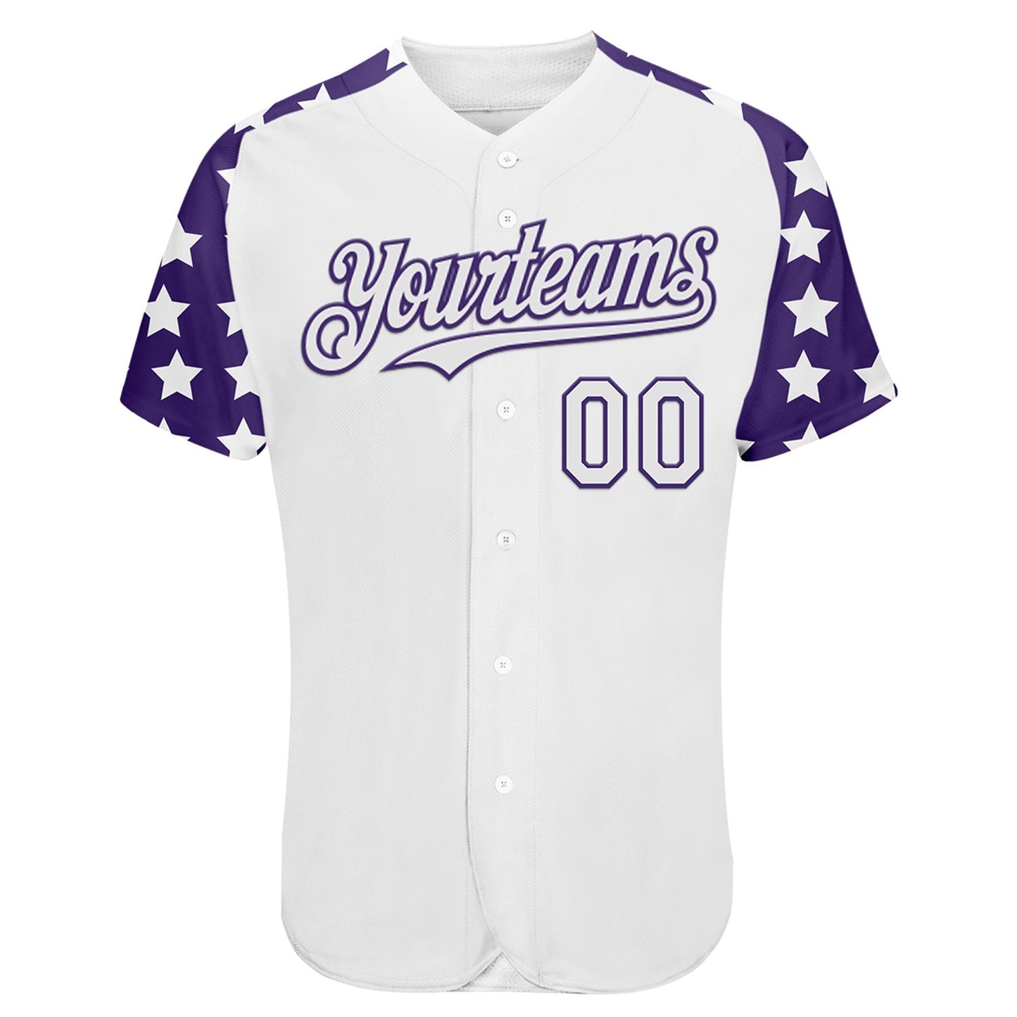 Custom White Purple Star Raglan Sleeves Authentic Baseball Jersey baseball jersey product view 2
