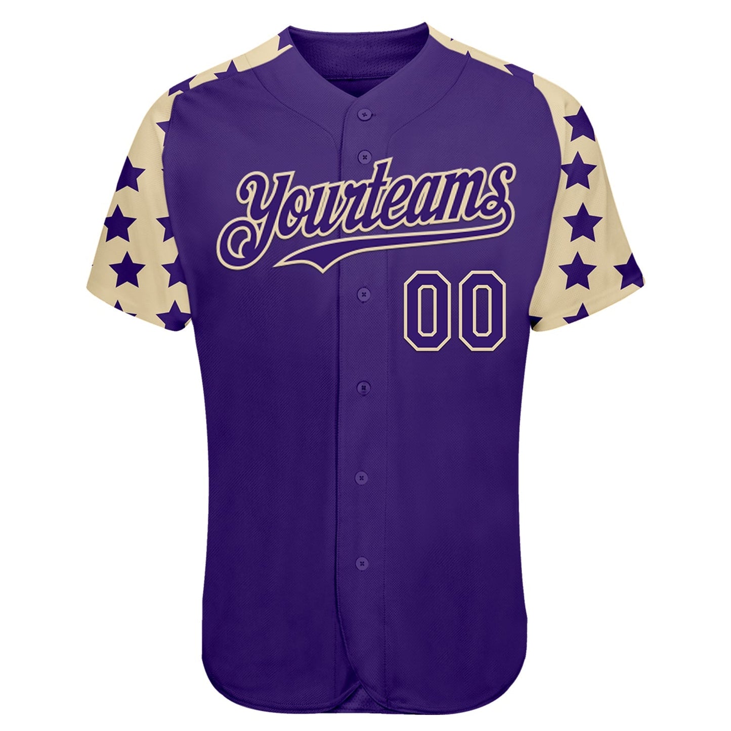 Custom Purple Cream Star Raglan Sleeves Authentic Baseball Jersey baseball jersey product view 2