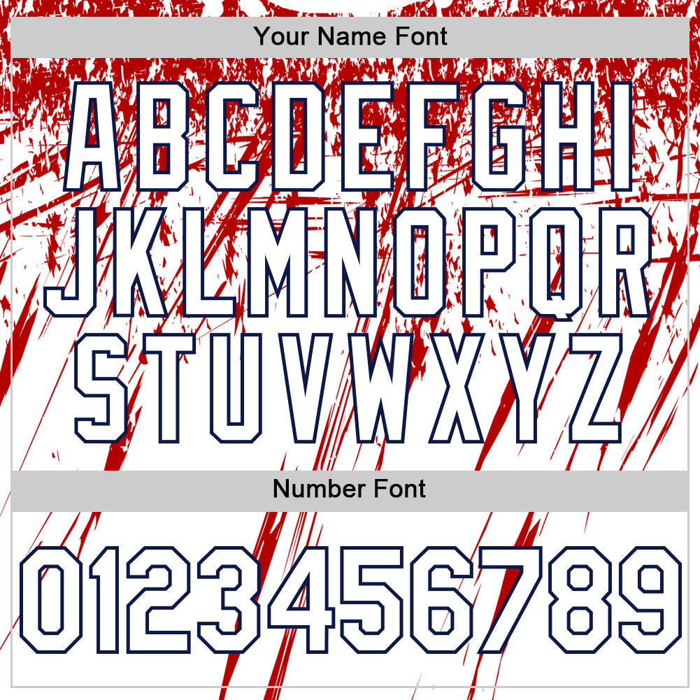Custom White Navy-Red Splatter Brush Stroke Star Raglan Sleeves Authentic Baseball Jersey baseball jersey product view 5