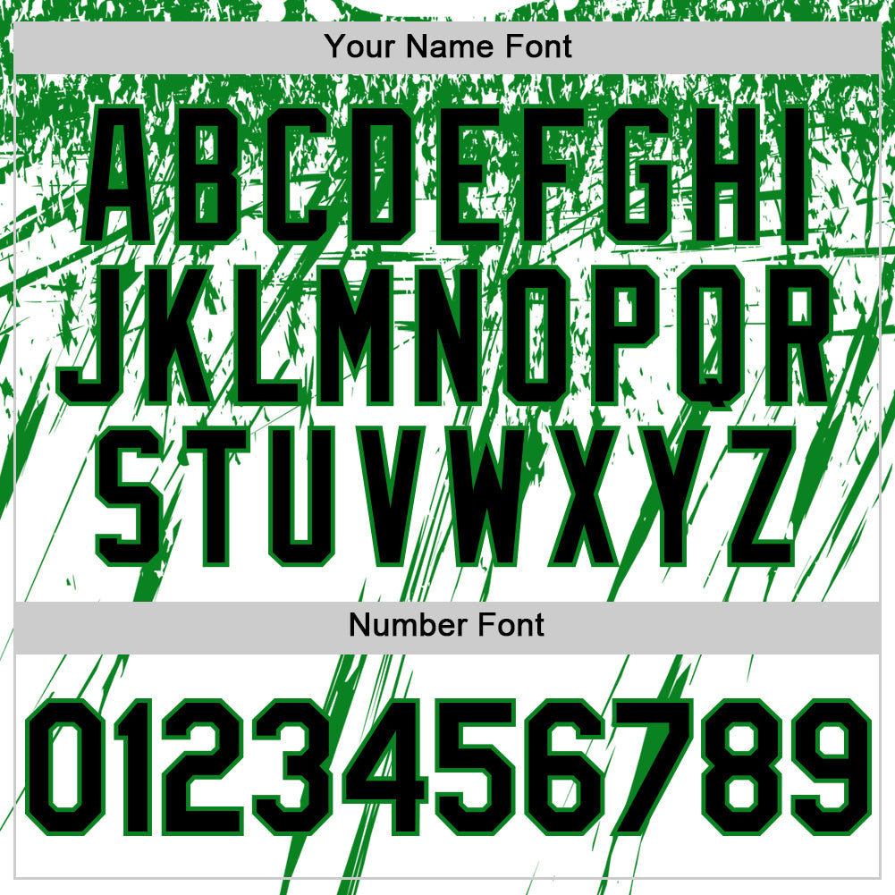 Custom White Black-Grass Green Splatter Brush Stroke Star Raglan Sleeves Authentic Baseball Jersey baseball jersey product view 5
